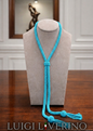 Collana "tessita" con pallini di pasta di turchese "4 fiori"