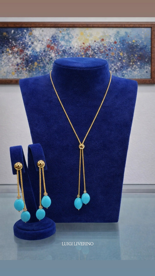 Completo collier e orecchini in argento dorato con pasta di tuchese "4 fiori"