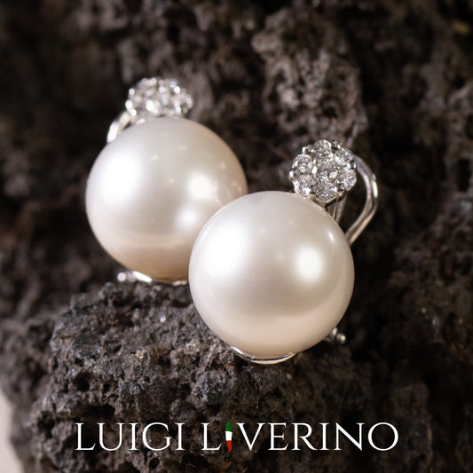 ORECCHINI PERLE AUSTRALIANE CON DIAMANTI