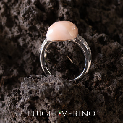 ANELLO CORALLO ROSA MOD. "QUADRY"