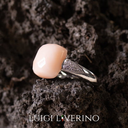 ANELLO CORALLO ROSA MOD. "QUADRY"