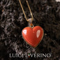 CUORE DI CORALLO DEL PACIFICO CON ORO GIALLO 18 Kt.  E DIAMANTI