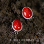 ORECCHINI CABOCHON CORALLO ROSSO CON DIAMANTI