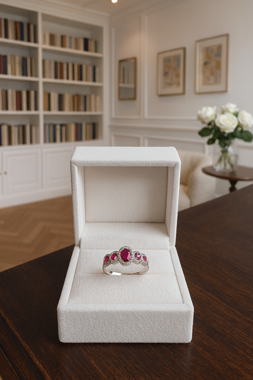 Anello in oro 18 kt. con rubini e diamanti