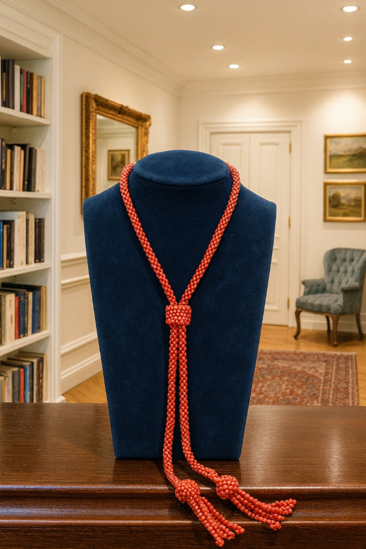 Collana "tessita" di corallo rosso mediterraneo