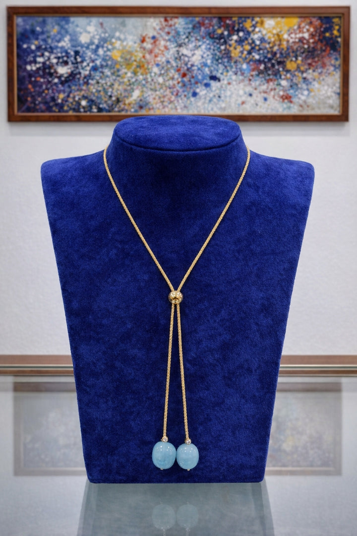 Collier in argento dorato con acquamarina