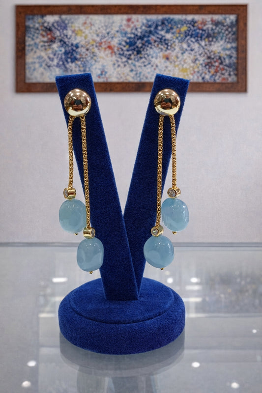 Orecchini in argento dorato con acquamarina