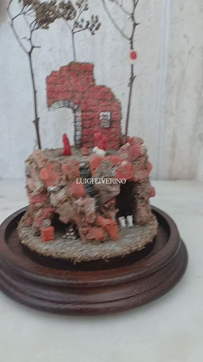 Presepe in corallo con elementi naturali e madreperla