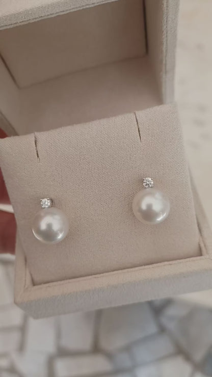 Orecchini di perle australiane con diamanti