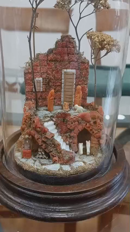Presepe in autentico corallo, madreperla ed elementi naturali