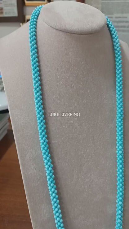 Laccio tessito in pasta di turchese "4 fiori"
