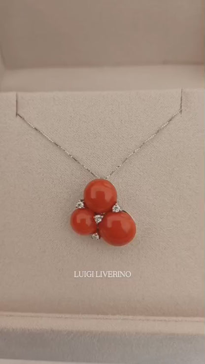 Collier corallo con diamanti