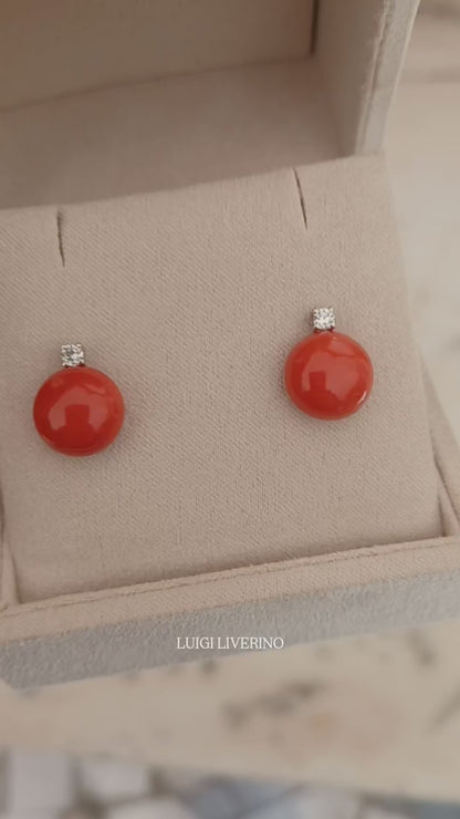Orecchini corallo rosso e diamanti